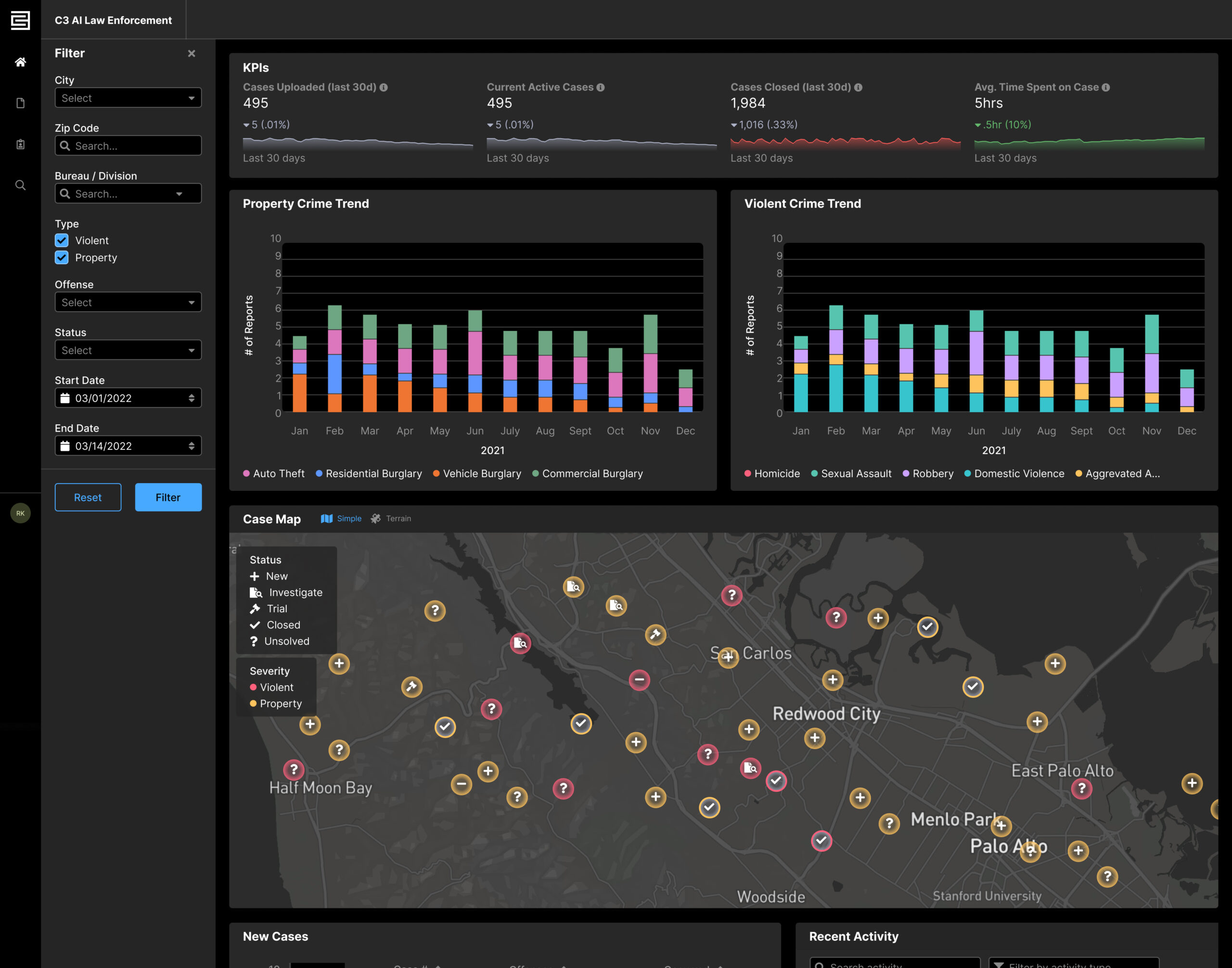 C3 AI Law Enforcement Application Dashboard